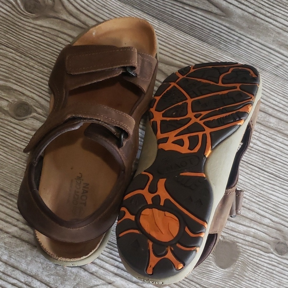 Naot 44 brown leather adjustable straps mens sandals size 11 - Picture 7 of 8